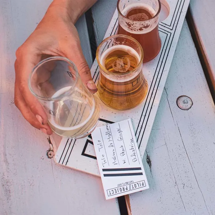 Cover image for Flight of Beer at the Pilot Project Tasting Room